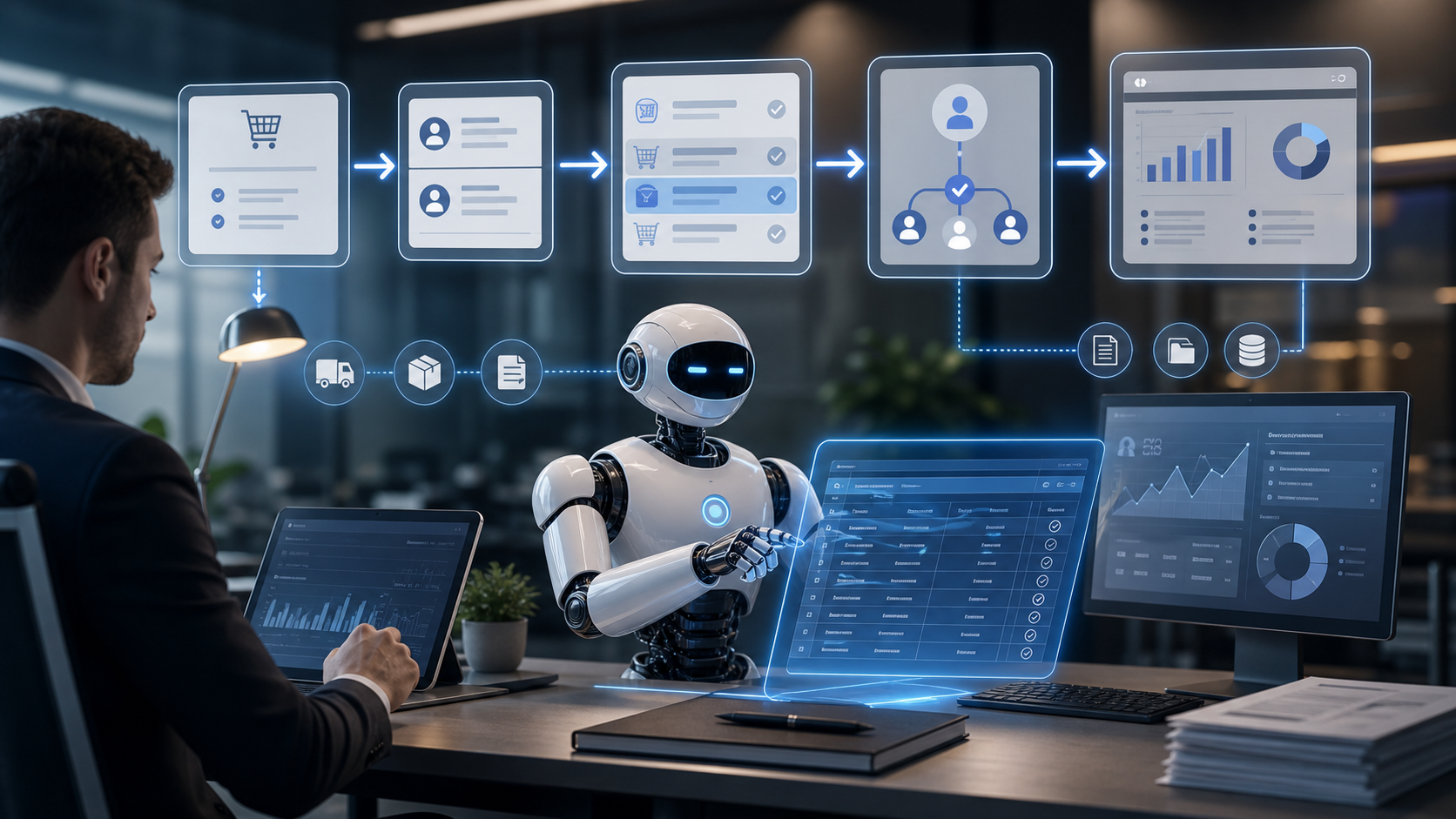 RPA robotu ile satın alma ve raporlama otomasyonu görseli